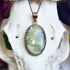 Miedziany wisiorek wire wrapping z larsonitem #787