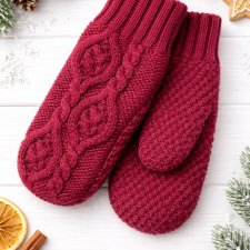 Luksusowo miękkie rękawiczki -100% wełny merynosów - jagodowy