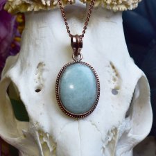 Miedziany ozdobny wisiorek z amazonitem #797