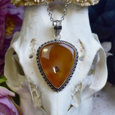 Posrebrzany miedziany wisiorek z karneolem #814