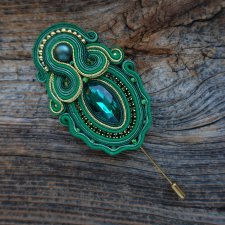 Zielona broszka soutache