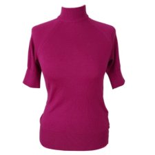 Sweterek magenta krótki rękaw