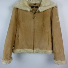 Baby Phat logowana skórzana kurtka z kapturem / XL