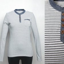 NEW LOOK BLUZKA LONGSLEEVE BIAŁO-SZARE PASKI BAWEŁNA S/XS HP_50