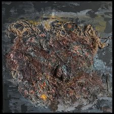 Struktury - Rdzeń (Structures - The Core 40x40) - oryginalny obraz strukturalny na płótnie, abstrakcja, textured painting,abstract canvas wall art