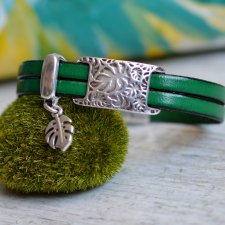 bransoletka skóra MAGNETOOS MONSTERA malachit