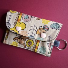 Upcyclingowy Mini Portfelik Etui na Karty - małe zoo