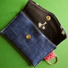 Mini Etui na Słuchawki Klucze Karty Portfelik zerowaste - jeans i palmy