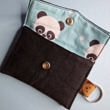 Mini Etui na Słuchawki Klucze Karty Portfelik zerowaste - jeans i pandy