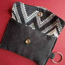 Mini Etui na Słuchawki Klucze Karty Portfelik zerowaste - jeans i azteckie wzory
