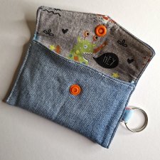 Mini Etui na Słuchawki Klucze Karty Portfelik zerowaste - jeans i przyjazne potworki