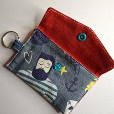 Mini Etui na Słuchawki Klucze Karty Portfelik zerowaste - jeans i marynarz
