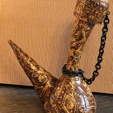 Porron butelka na wino, karafka ze skóry tłoczonej Vintage