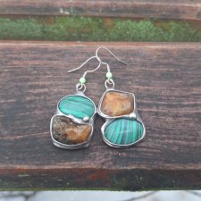 Amberki i malachity - kolczyki