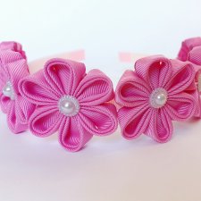 Opaska z kwiatami fuksja