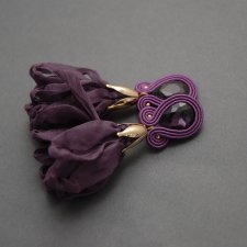 fioletowe klipsy sutasz z kwiatkiem