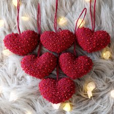 Szydełkowe serca zawieszki 6 sztuk