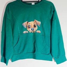 Custom Bluza dresowa zielona z kieszenią przeszycia 36 90% bawełny