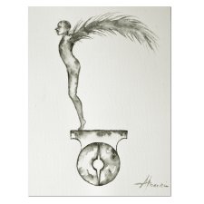 Ikar grafika obraz malowany tuszem na zamówienie dla p.Danuty