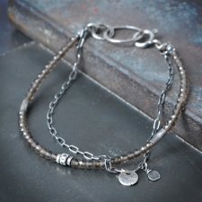 Bransoletka z kwarcem dymnym i łańcuszkiem