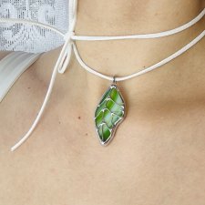 Naszyjnik szklany Wisior "Liść Witraż Prezent dla nej