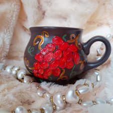 Winogrona. Ręcznie malowany kamionkowy kubek do grzańca i napojów