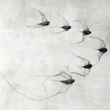 Instalacja z metalu nr XIII - ptaki w kluczu (6 sztuk)