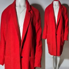 Reserved czerwony płaszcz damski midi klasyczny elegancki na zatrzaski 38 M Hu107