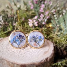 Kolczyki z niezapominajkami sztyfty