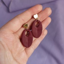 Kolczyki z gliny polimerowej bordowe