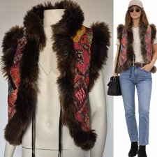 Artystyczna damska kamizelka futrzana Rinascimento – patchwork boho S/M Hp226
