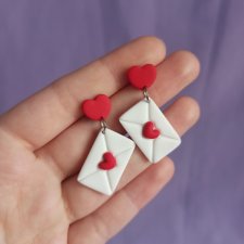 Kolczyki z gliny polimerowej list miłosny