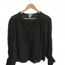 H&M czarna bluzka damska ozdobne mankiety 34 XS