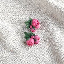 Romantyczny komplet z piwoniami: Kolczyki i Pierścionek (Pudrowy Róż)