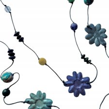 DŁUGI Naszyjnik lazurowe  kwiaty biżuteria artystyczna