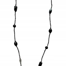 Czarny grafitowy długi naszyjnik koraliki szkiełka