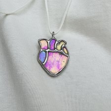 NASZYJNIK SZKLANY ANATOMICZNE SERCE WISIOREK WITRAŻ