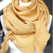 Chusta muślinowa bawełniana- damska chusta trójkątna - modna chusta na wiosnę jesień