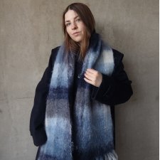 Moherowy szalik w kratę kratkę wełniany moher wełna Montecristo