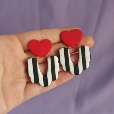 Kolczyki z gliny polimerowej czarnobiałe paski