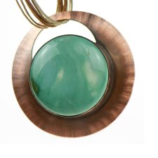 Miedziany naszyjnik z pastelowym agatem c726