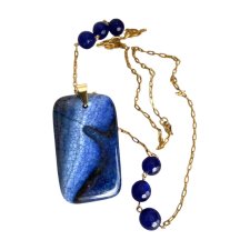 Złocony naszyjnik z prostokątnym agatem c1168