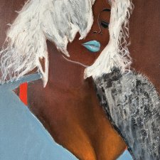 Oryginalny olejny portret czarny kobiety, 50x40 cm, płótno