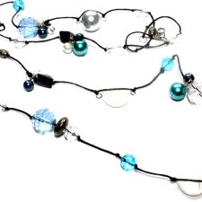 SZKLANE  koraliki naszyjnik długie korale na sznurku