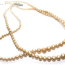 STARE angielskie  korale  retro  perełki podwójny sznur beż