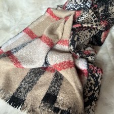 STYLE / BREAKER DWUSTRONNY ORYGINALNY MIĘKKI DUŻY SZAL 20 % wool 80% viskose