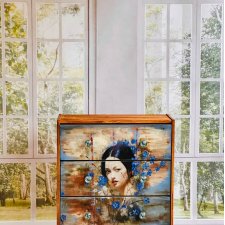 Artystyczna komoda ręcznie malowana, gejsza, unikat