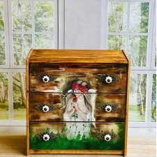 Artystyczna komoda z motywem anioła – rustykalny klimat, do salonu lub sypialni