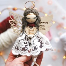 Anioł na prezent - zawieszka | Anioł Stróż bordowy