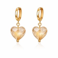 kolczyki CHAMPAIGNE HEARTS- srebro złocone 24K i kryształ Swarovski